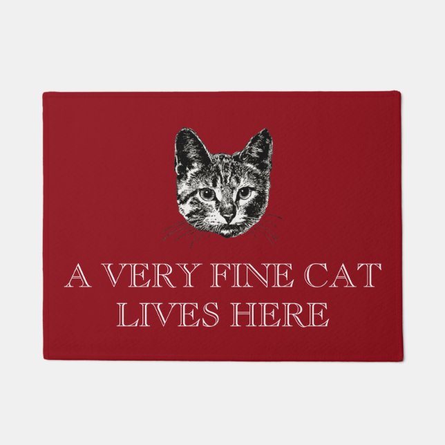 Eine sehr feine Katze lebt hier Kunst-Zitat Fußmatte (Vorderseite)