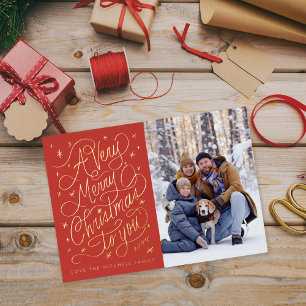 Eine sehr fröhliche Weihnachts-Handschrift-Fotokar Folieneinladung