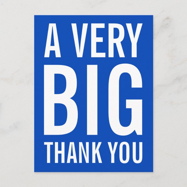 Eine sehr große Dankeschön Blue Card Postkarte (Vorderseite)
