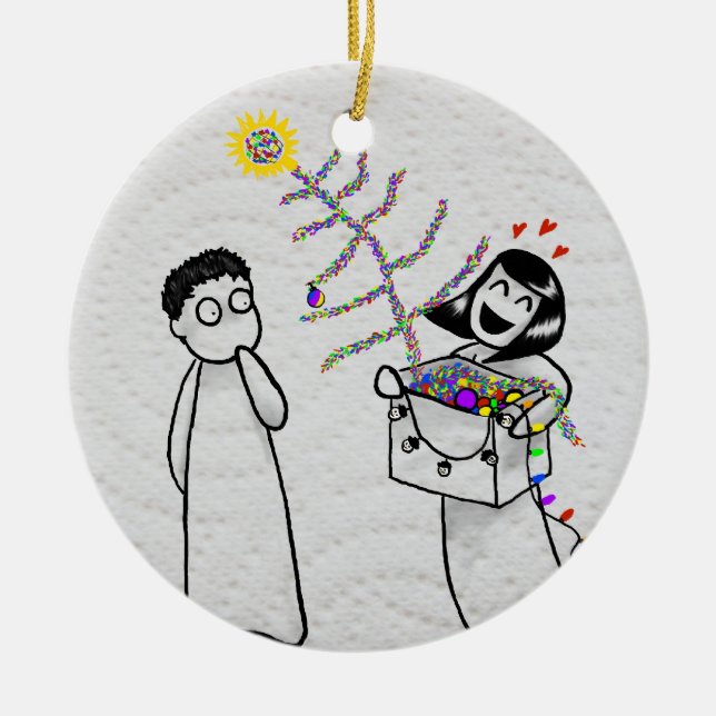 Eine sehr klebrige Weihnachtsverzierung Keramik Ornament (Vorne)