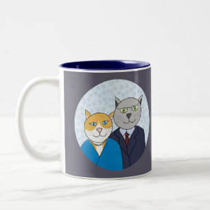 Eine sehr Nizza Kitty-Paar-Tasse Zweifarbige Tasse