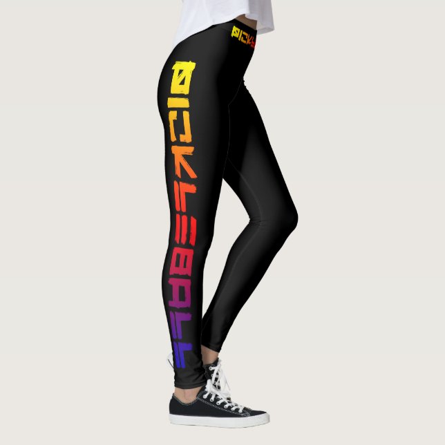 😍 Eine Seite Phantastisch Pickleball schwarz Leggings (Rechts)