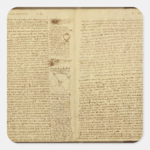 Eine Seite vom Kodex Leicester, 1508-12 Quadratischer Aufkleber