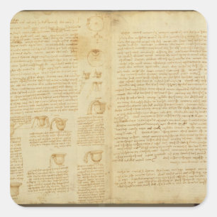 Eine Seite vom Kodex Leicester, 1508-12 Quadratischer Aufkleber