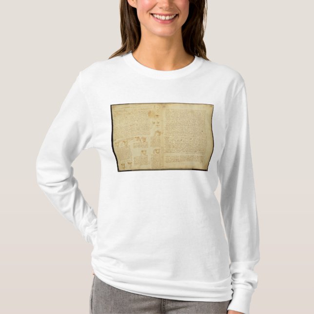 Eine Seite vom Kodex Leicester, 1508-12 T-Shirt (Vorderseite)