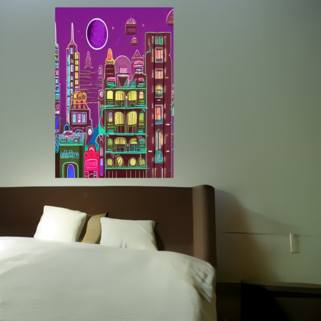 Eine seltsame bunte Stadt | AI Art Poster (Von Creator hochgeladen)