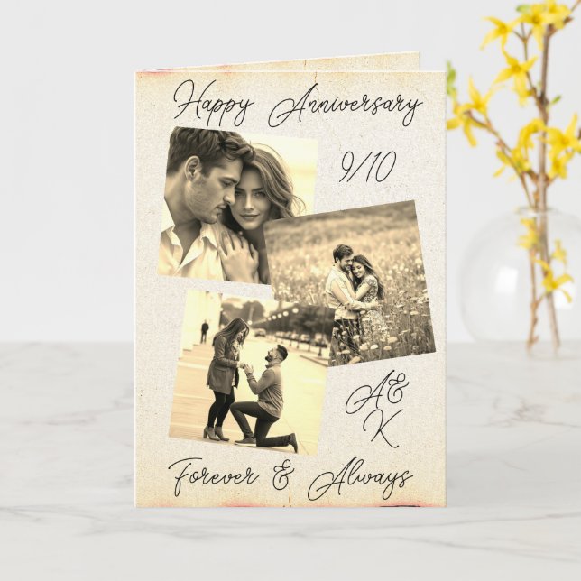 Eine Sepia-Fotovorlage Hochzeitstag Karte (Gelbe Blume)