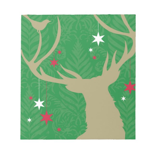 Eine Silhouette eines Hirsches mit Sternen Notizblock (Vorderseite)