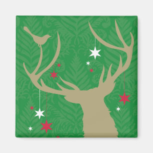 Eine Silhouette eines Rotwilds mit den Sternen, Magnet