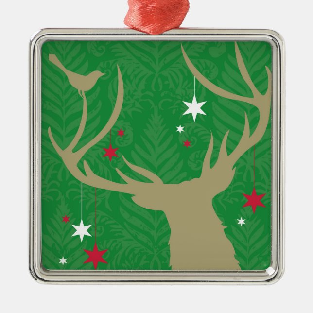 Eine Silhouette eines Rotwilds mit den Sternen, Ornament Aus Metall (Vorne)