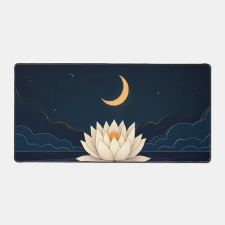 eine Single-Lotus-Blume, die auf einem dunklen Tei Schreibtischunterlage