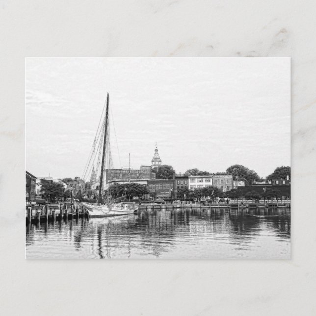 Eine Skizze des Hafens von Annapolis Postkarte (Vorderseite)