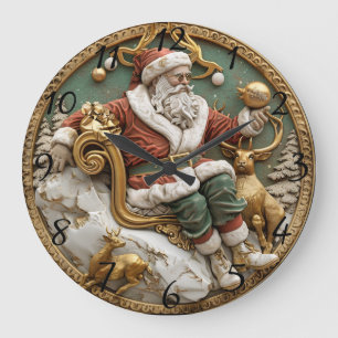Eine skurrile Weihnachtsszene mit dem Weihnachtsma Große Wanduhr