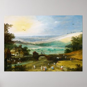 Eine sommerliche Landschaft in der Ernte - Joos de Poster