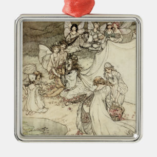 Eine Sommernachtstraum-Fee-Verzierung Silbernes Ornament