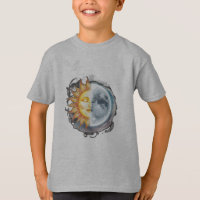 Eine Sonne und ein Mond miteinander verschmolzen