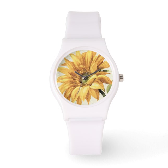 Eine Sonnenblume im vollen Blut Armbanduhr (Vorderseite)