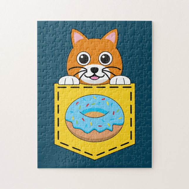 Eine spähende Katze und ein blauer Donut (Vertikal)