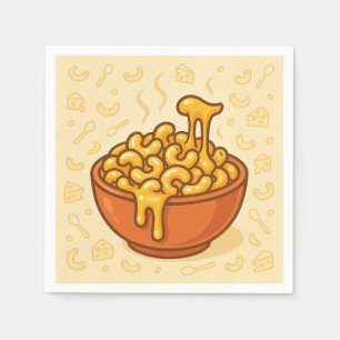 Eine spielerische Illustration von Mac und Käse Serviette