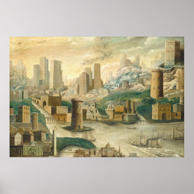 Eine Stadt der Fantasie - amerikanisches Kunstgedi Poster (Vorne)