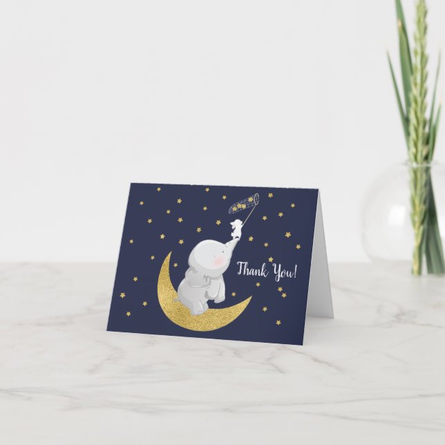 Eine Star Elephant Babydusche nehmen - Danke. Dankeskarte (Vorderseite)