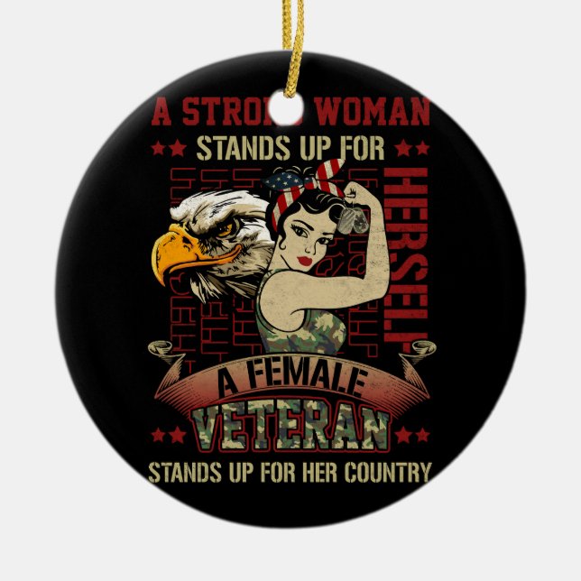 Eine starke weibliche Veteran steht für ihn Keramik Ornament (Vorne)