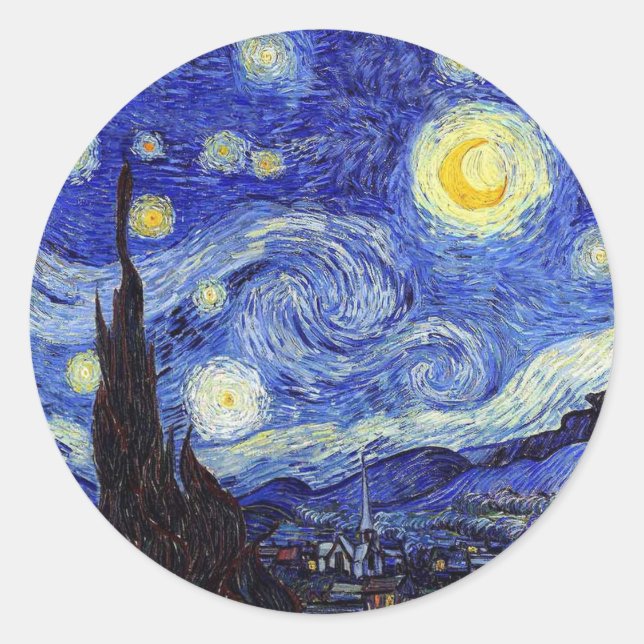 Eine Starry Night Inspiriert Van Gogh Classic Prod Runder Aufkleber (Vorderseite)