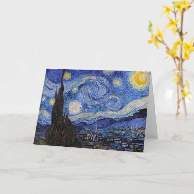 Eine Starry Night: Saint Remy von Vincent Van Gogh Karte (Gelbe Blume)