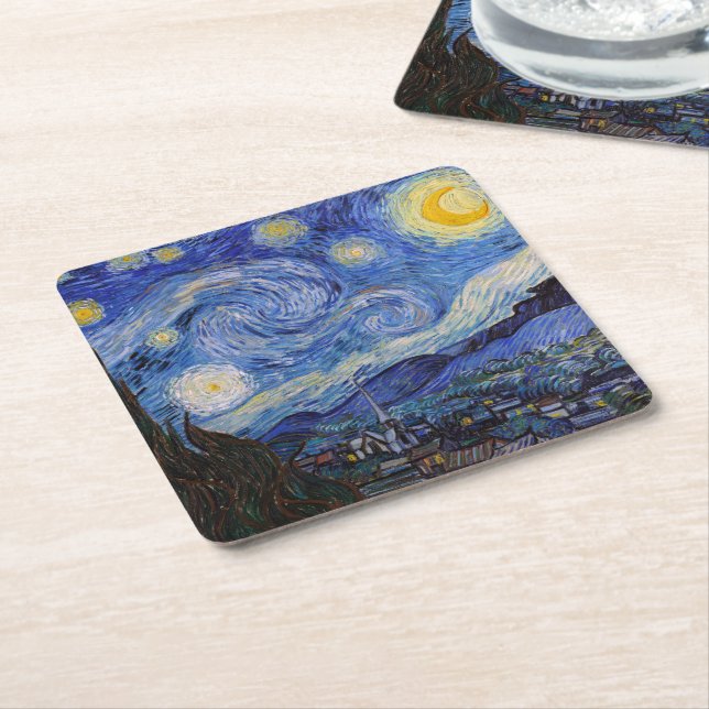 Eine Starry Night: Saint Remy von Vincent Van Gogh Rechteckiger Pappuntersetzer (angewinkelt)
