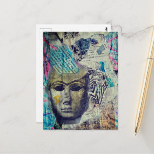 Eine steinerne Damen-Gesichts-Abstraktion Mixed Me Postkarte