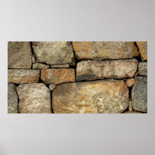Eine Steinmauer aus Kopfsteinpflaster-Hintergrund Poster