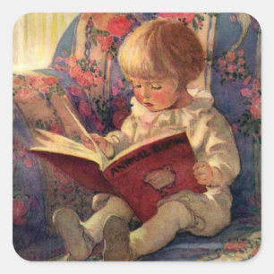 „Eine stille Ecke“ von Jessie Willcox Smith Quadratischer Aufkleber