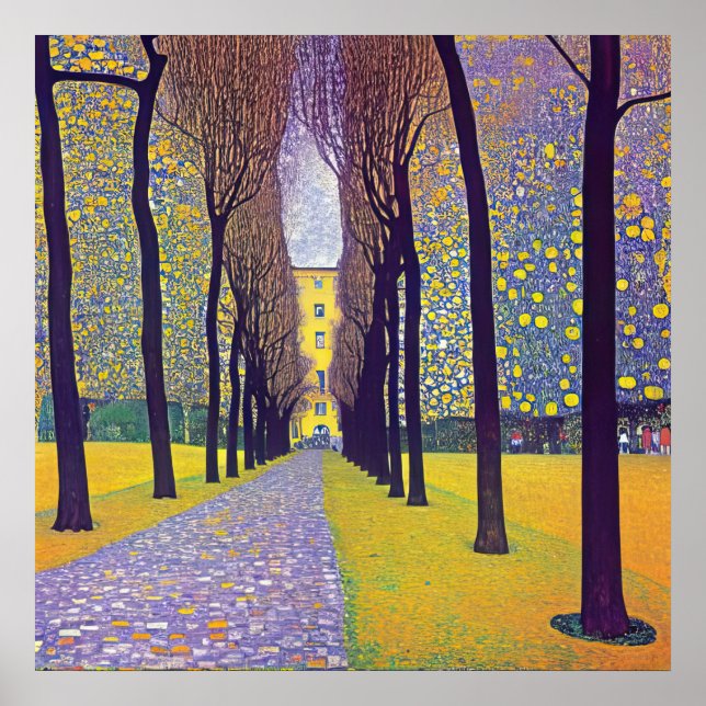 Eine Straße im Herbst Park Poster (Vorne)