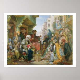 Eine Straße in Kairo (w/c auf Papier) Poster