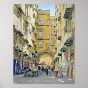 Eine Straße in Neapel, Italien Design Poster Print
