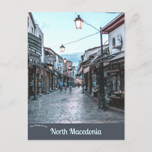Eine Straße in Skopje, Nordmakedonien Postkarte (Vorderseite)