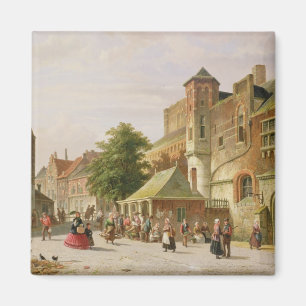 Eine Straßen-Szene in Amsterdam Magnet