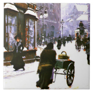 Eine Straßenszene im Winter, Kopenhagen, Fliese