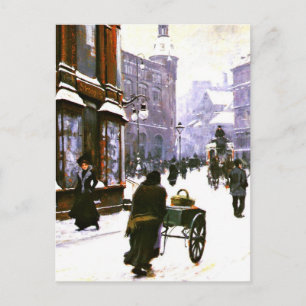 Eine Straßenszene im Winter, Kopenhagen Postkarte