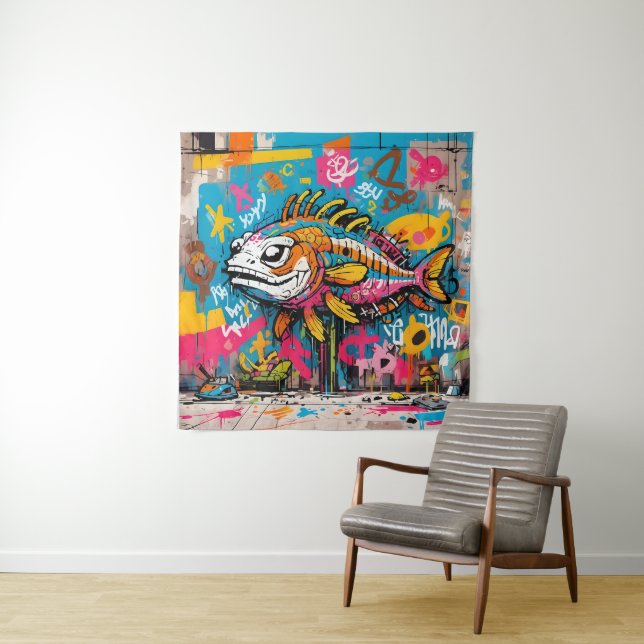 Eine Street Art Inspiriert Tapestry Collection 🎨 Wandteppich (Beispiel)
