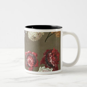 Eine Studie der Pfingstrosen (Öl auf Leinwand) Zweifarbige Tasse