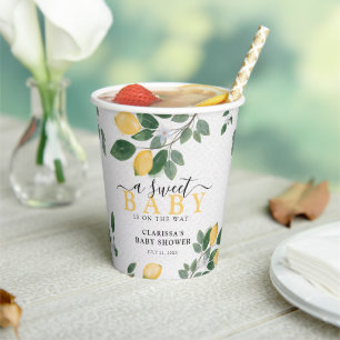 Eine süße Baby-Wasserfarben-Limonen-Baby-Party Pappbecher