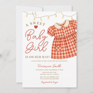 Eine süße Babykleiderleine aus Gingham für Mädchen Einladung
