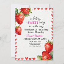 Eine süße Babyparty-Einladung mit Beeren-Motiv