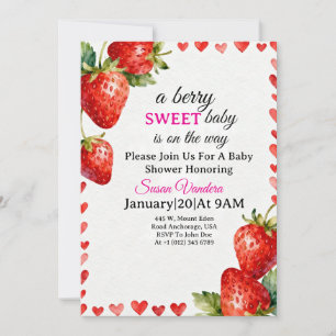Eine süße Babyparty-Einladung mit Beeren-Motiv  Einladung