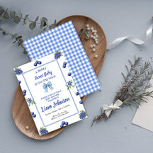 Eine süße Beeren-Baby-Party-Einladung | Blaubeere