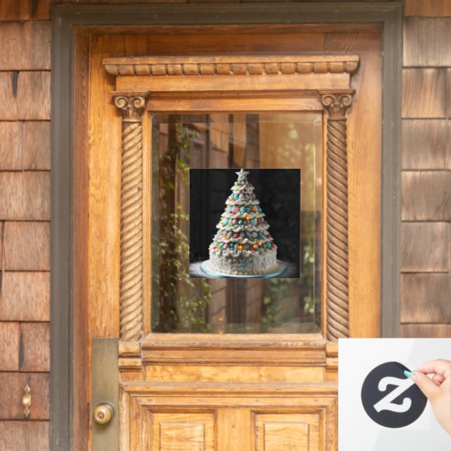 Eine süße Feier Der Weihnachtsbaumkuchen Fensteraufkleber (Haustür)