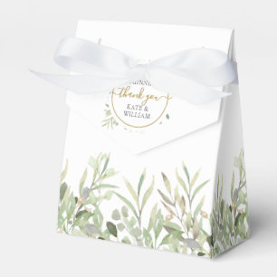 Eine süße grüne Hochzeit mit goldener Danksagung Geschenkschachtel
