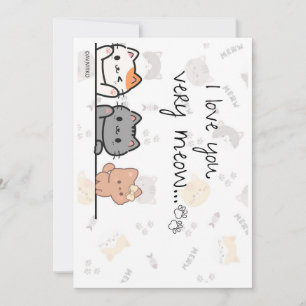 Eine süße Karte 'Ich liebe dich sehr miau' an ein