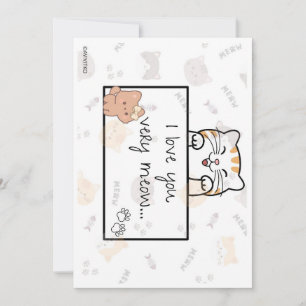 Eine süße Karte mit 'Ich liebe dich sehr miau' an